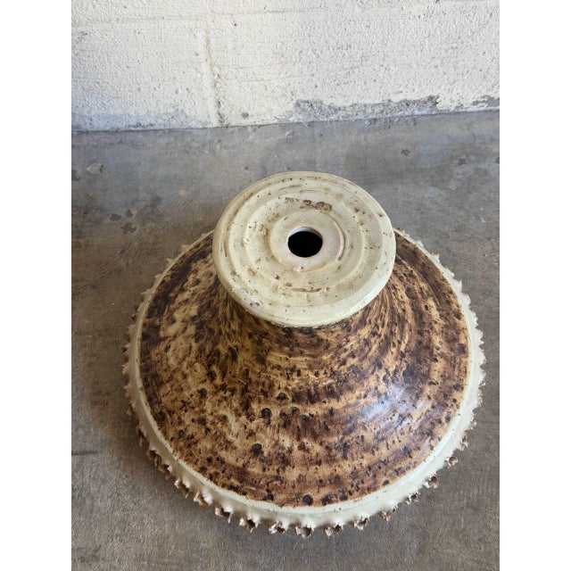 Mid 20th Century Mid-Century Modern Brown Ceramic Pottery Lamp Shade Danish For Sale - Image 4 of 9