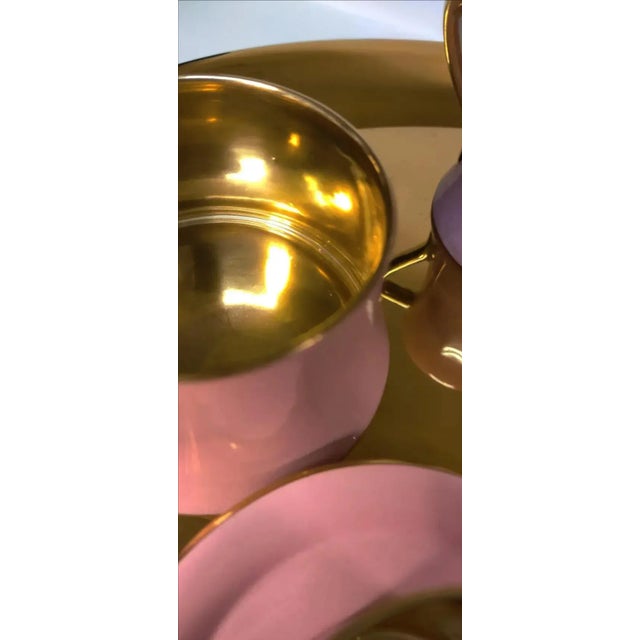 1940s Carlton Ware Pink Demitasse Set With Gold Gilt Trim- 11 Pieces For Sale - Image 12 of 15