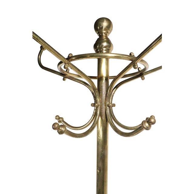 Vintage Brass Coat Tree Rack Stand For Sale - Image 4 of 11