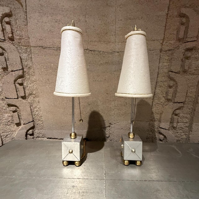 Pair French Table Lamps in Style of Maison Le Dauphin, Brass Hollywood Regency For Sale - Image 15 of 15