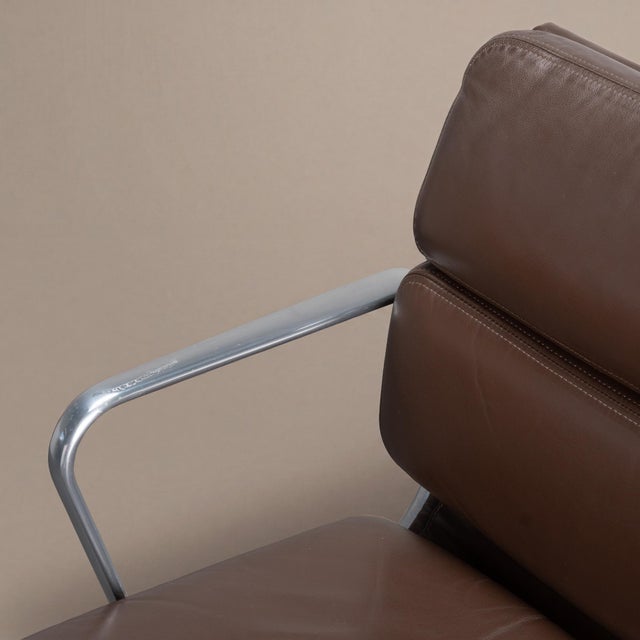 Eames Soft Pad Management Chair by Herman Miller in Chocolate Brown Leather & Polished Aluminum For Sale - Image 9 of 11