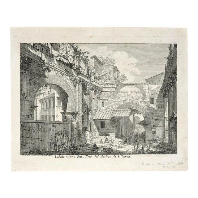 La Veduta interna dell’Atrio del Portico d’Ottavia - Etching After G.B. Piranesi Late 18th Century For Sale