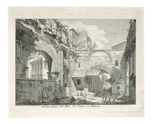 La Veduta interna dell’Atrio del Portico d’Ottavia - Etching After G.B. Piranesi Late 18th Century