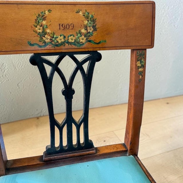 Antique English Edwardian Neo-Classical Painted Satinwood Child’s Chair For Sale - Image 4 of 7