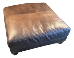 Oversized Brown Leather Sofa Ottoman – 44″ × 44″