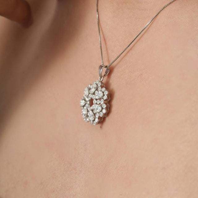 Not Yet Made - Made To Order Moissanite Open Center Snowflake Flower Pendant in Solid Silver For Sale - Image 5 of 14