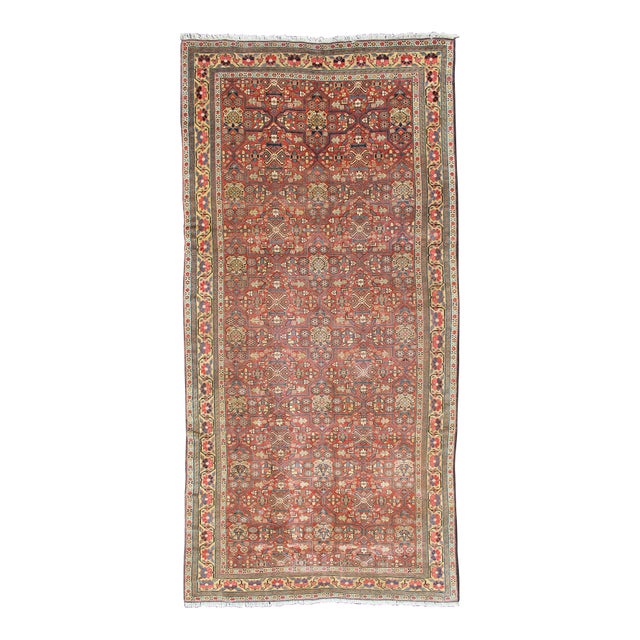 Antique Kurdish Gallery Runner in All-Over Geometric Design 6'0"x12'6" For Sale