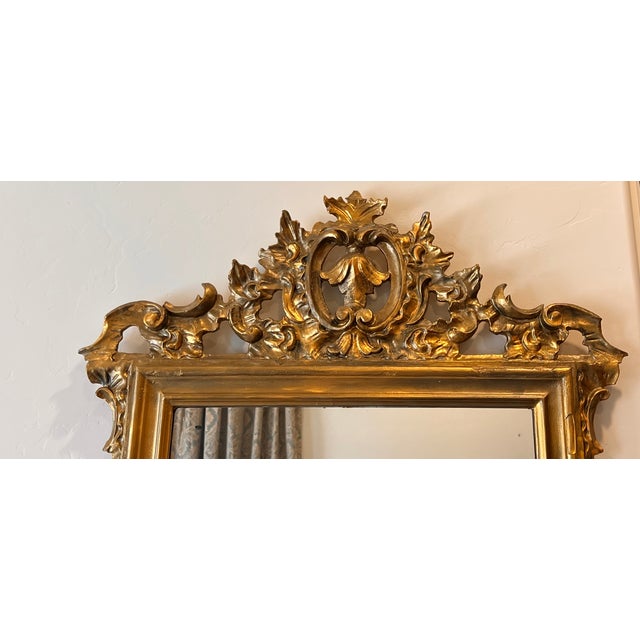 French Style Ornate Wood Mirror For Sale - Image 4 of 9