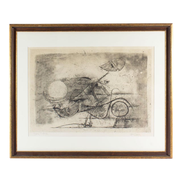 “Les Deux Chats” Abstract Etching by Johnny Friedlaender For Sale