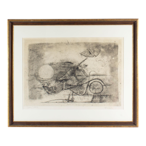 “Les Deux Chats” Abstract Etching by Johnny Friedlaender