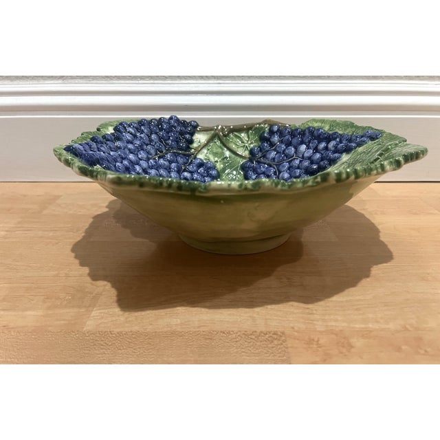 Pretty Hand Painted Grape Leaf Bowl from Italy. Dark Green Leaves and Bright Purple Grapes make up this nice decorative...