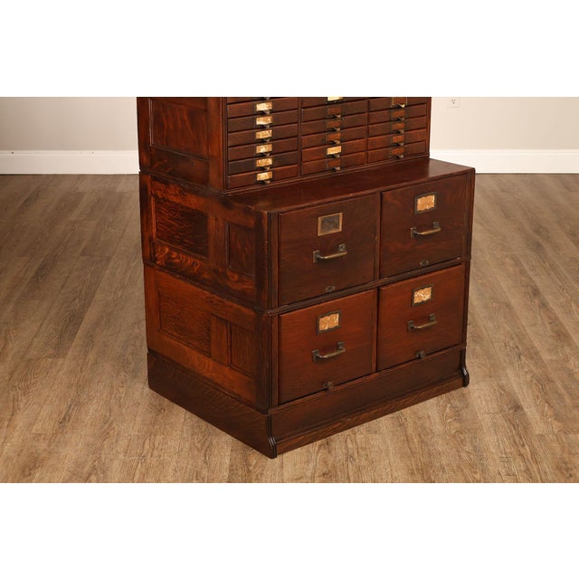 Yawman & Erbe Antique Oak Multi-Drawer File Cabinet For Sale - Image 10 of 18