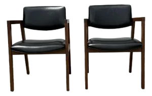 Pair of Mid-Century Lounge Chairs Walnut Open Arm Lounge Chairs #1