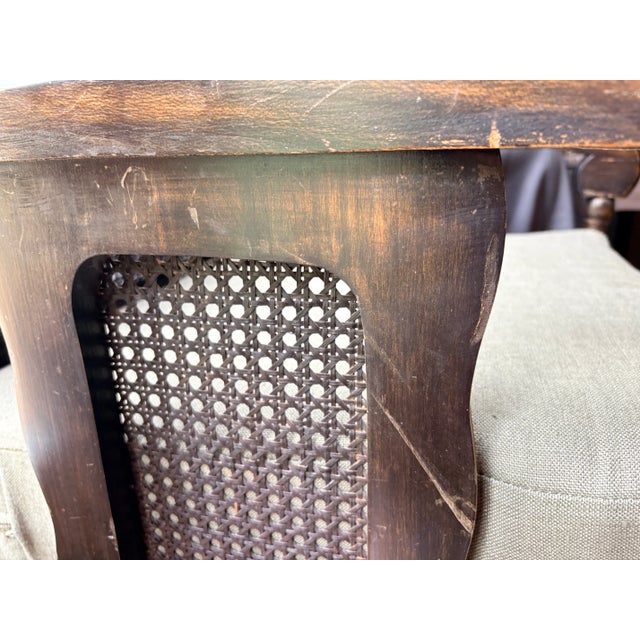 Verified NBCUniversal Television Hollywood Production Provenance, Late 19th Century Ebonized Hardwood Cane Armchair, Victorian Era Colonial Style For Sale - Image 4 of 12