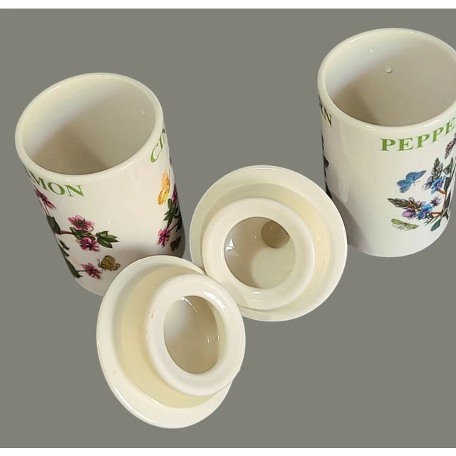 Late 20th Century Pair of Vintage Portmeirion Botanic Garden Spice Jars Cinnamon & Peppercorn For Sale - Image 5 of 6