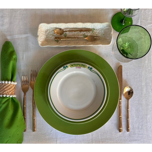 Vintage Pearl Bead Accent Rattan Napkin Rings - Set of 6 For Sale - Image 4 of 13