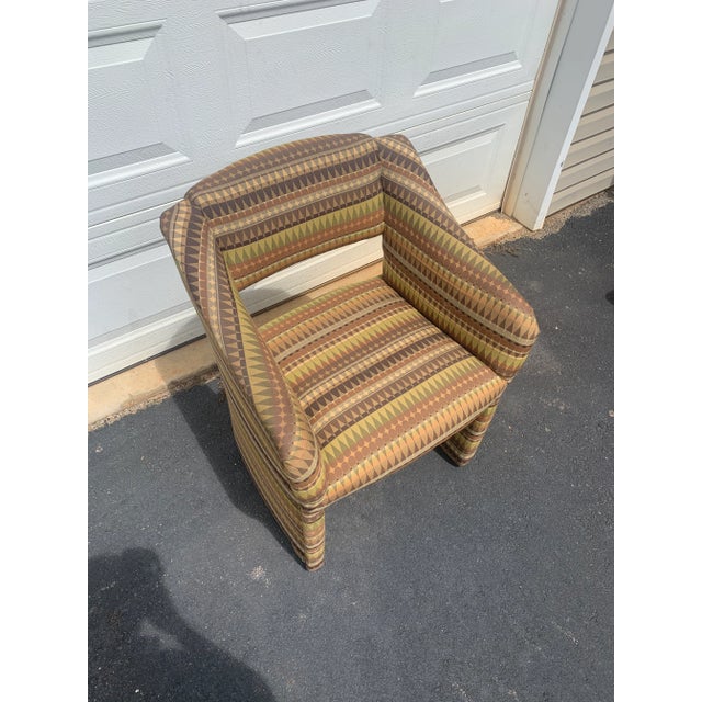 1980s Set of 4 Postmodern Cantilever Upholstered Club Chairs, 1980s Modernist Style For Sale - Image 5 of 10