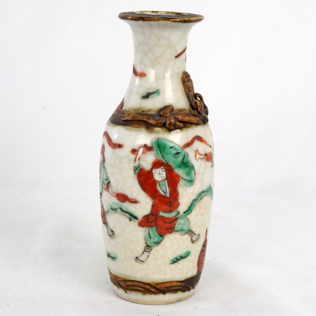 Small Chinese Vase Oatmeal Crackle Republic Era For Sale - Image 4 of 10