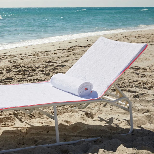 2020s Ducap Lounge Chair Cover, White with Orange Piping For Sale - Image 5 of 5