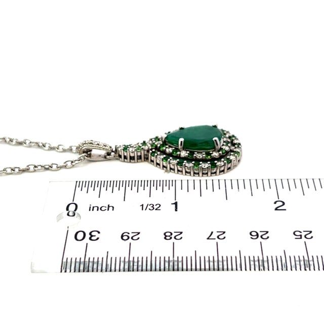 Natural Emerald Diamond Necklace 18" 14k Gold 5.6 TCW Certified For Sale - Image 12 of 13