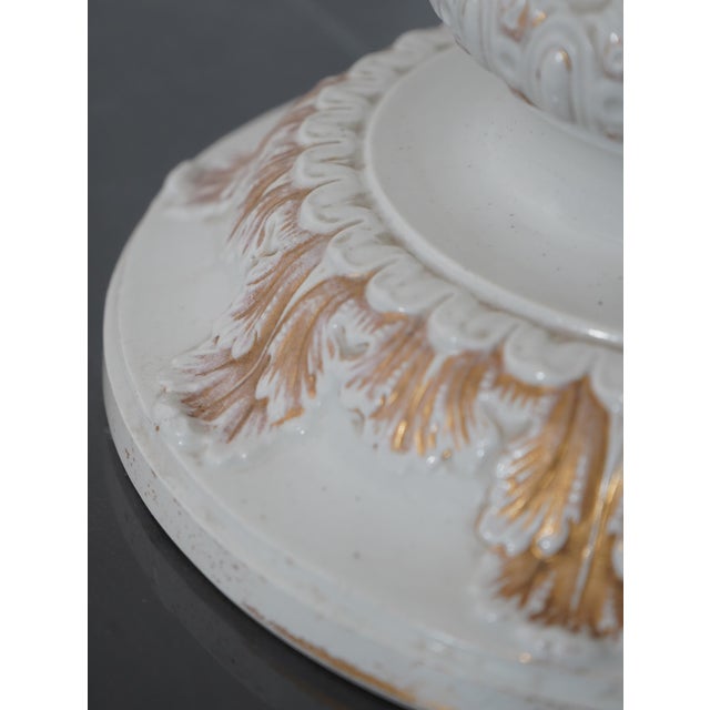White Meissen Vintage White & Gold Neoclassical Porcelain Urn Vase For Sale - Image 8 of 13