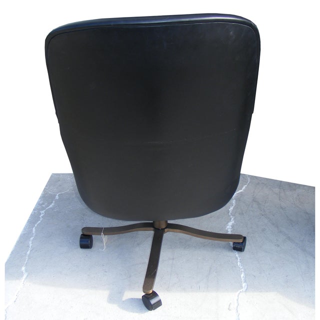 Nicos Zographos 1 Vintage Midcentury Zographos Alpha Chair Black Leather Bronze Base For Sale - Image 4 of 6