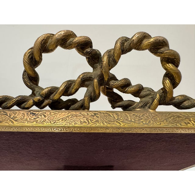 Brass Vintage Ornate Gilt Metal Bow Tassel Picture Frame 8 X 10 For Sale - Image 8 of 9