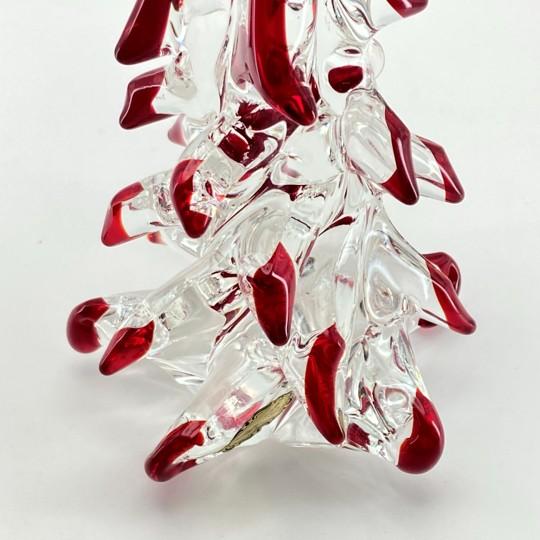 Red Mid 20th Century Murano Italian Art Glass Christmas Tree Sculpture 8" (Red Drip Tips, Original Foil Label, Vintage Mid-Century) For Sale - Image 8 of 15