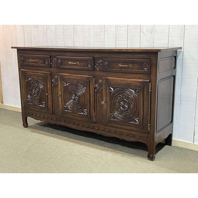 Oak Sideboard in the style of Robert Micheau Vernez, 1950s For Sale - Image 11 of 15