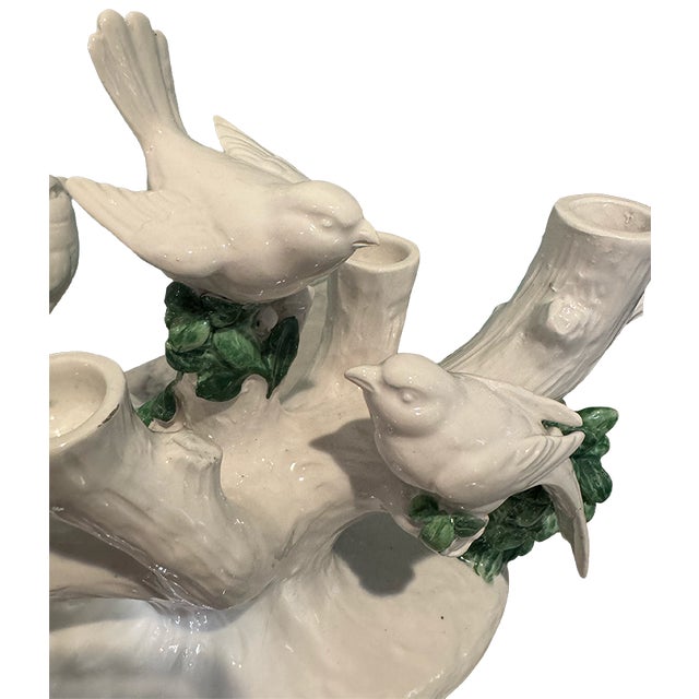Zaccagnini Ugo Zaccagnini Italian Bird & Branch Ceramic Candelabra, Circa 1930s–40s For Sale - Image 4 of 17