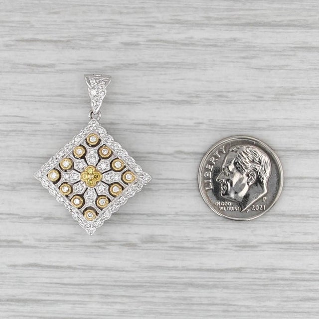 Metal 0.37ctw Diamond Ornate Pendant 18k White Yellow Gold Openwork Diffurser For Sale - Image 7 of 7