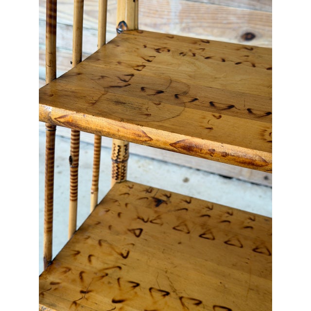 19th Century Victorian Aesthetic Movement Burnt Bamboo Etagere Shelf For Sale - Image 4 of 12