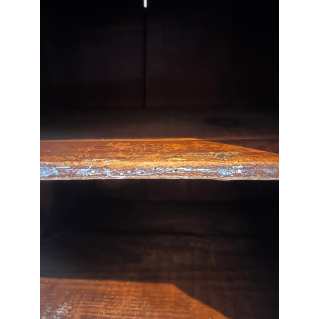 Blue Antique Farmhouse Wood-Painted Turquoise Cabinet For Sale - Image 8 of 16