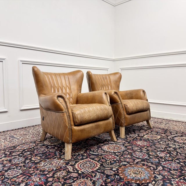 Animal Skin Vintage Aviator Armchair in Sheep Leather, Set of 2 For Sale - Image 7 of 11