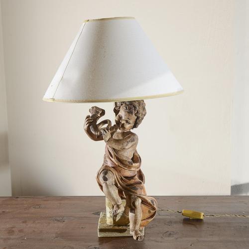 Wooden Angel Cherub Lamp For Sale - Image 8 of 8