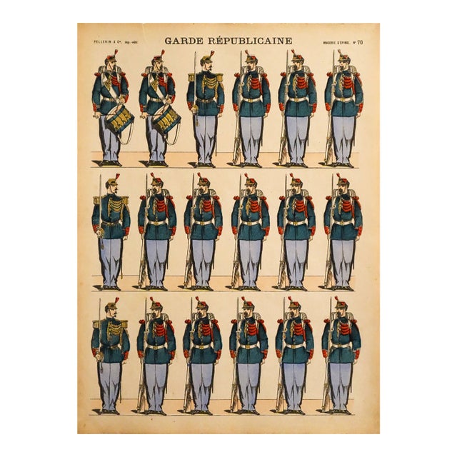 1880s - 1890s French Military Print - Imagerie d'Épinal #70 - Garde Républicaine For Sale