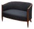 French Sofa or Settee in the Art Deco Style Upholstered in Black Linen For Sale