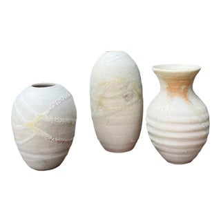 Vintage Trio of Original Studio Pottery Bud Vases For Sale