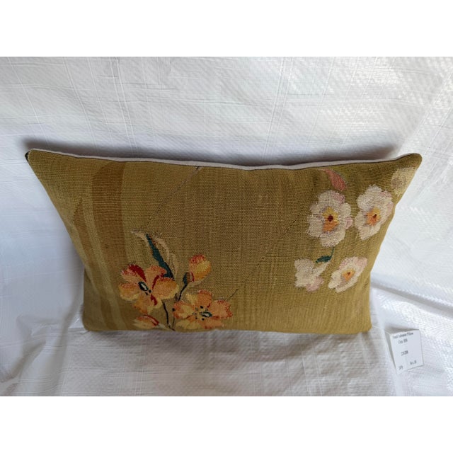 19th Century Circa 1850 French Aubusson Floral Tapestry Pillow For Sale - Image 5 of 7