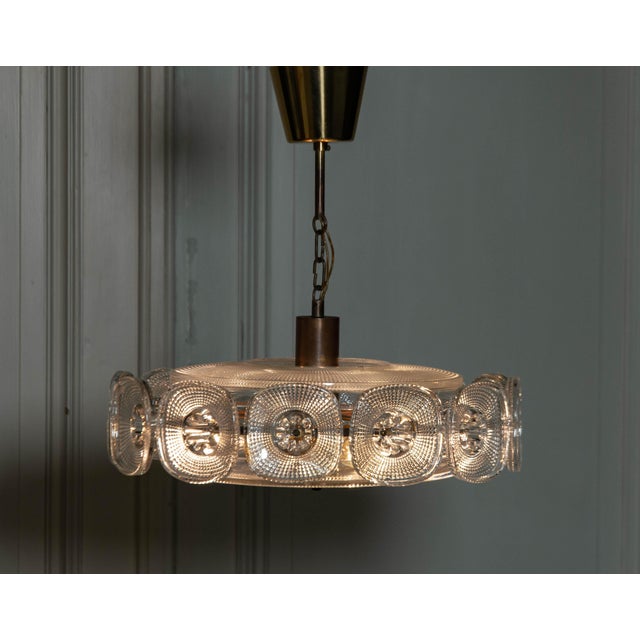 Glass Glass Veneta Chandelier by Kjell Blomberg for Gullaskruf, Sweden, 1960s For Sale - Image 7 of 7