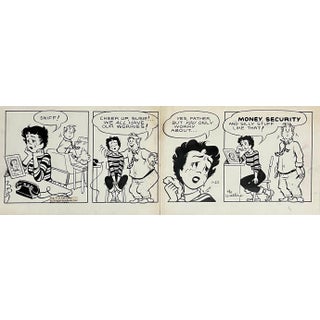 Jerry Walter & Linda Walter, Original Vintage Syndicated Ink Drawing Cartoon Strip Susie Q Smith Comic Art, c. 1954 For Sale