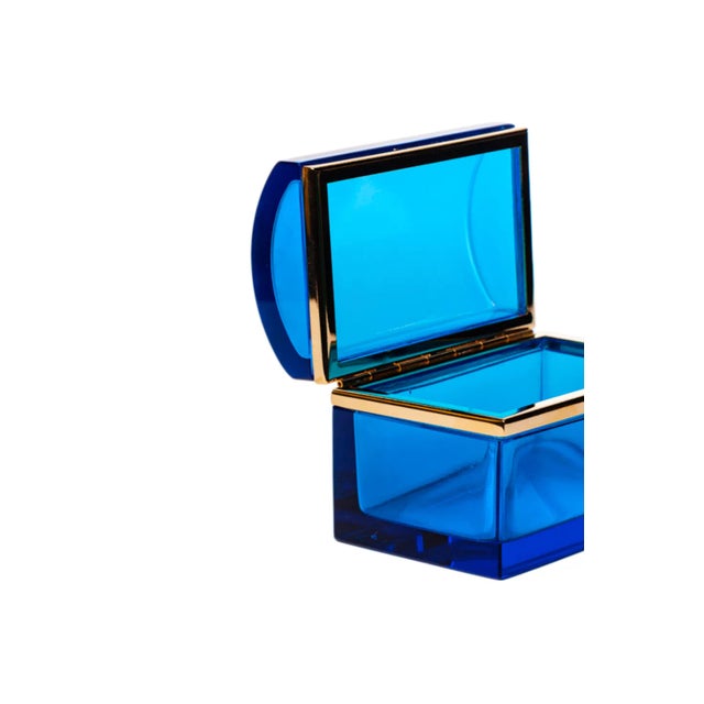 Mid-Century Modern 1950s Italian Glass Box With Gold Details For Sale - Image 3 of 3