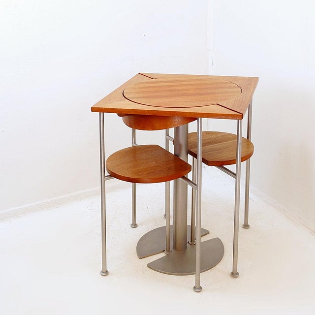 Modern Tea for Two Bistro Set by by Chung Myungchul for Lister Lutyens, 1990s, Set of 3 For Sale - Image 3 of 16
