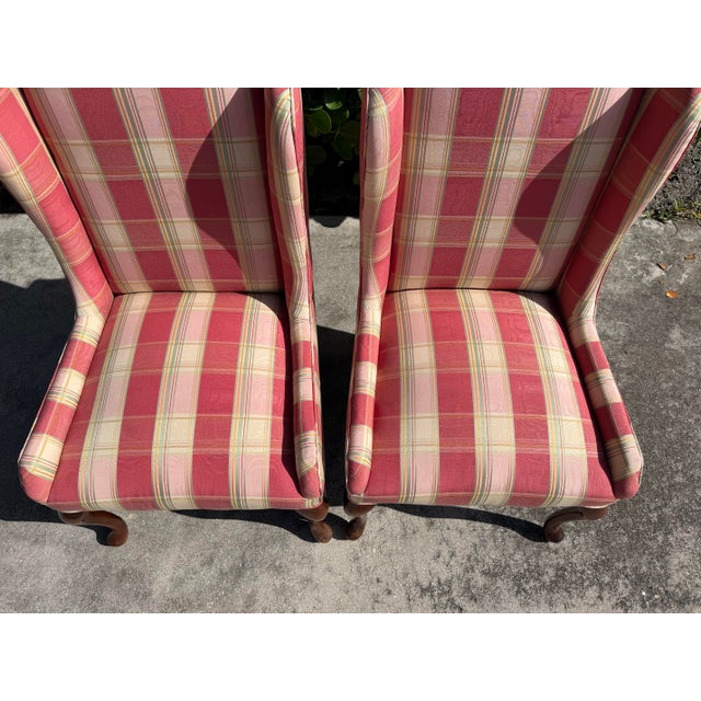 Vintage English-Style Wingback Host Dining Chairs With Cabriole Legs, Pair For Sale - Image 11 of 16