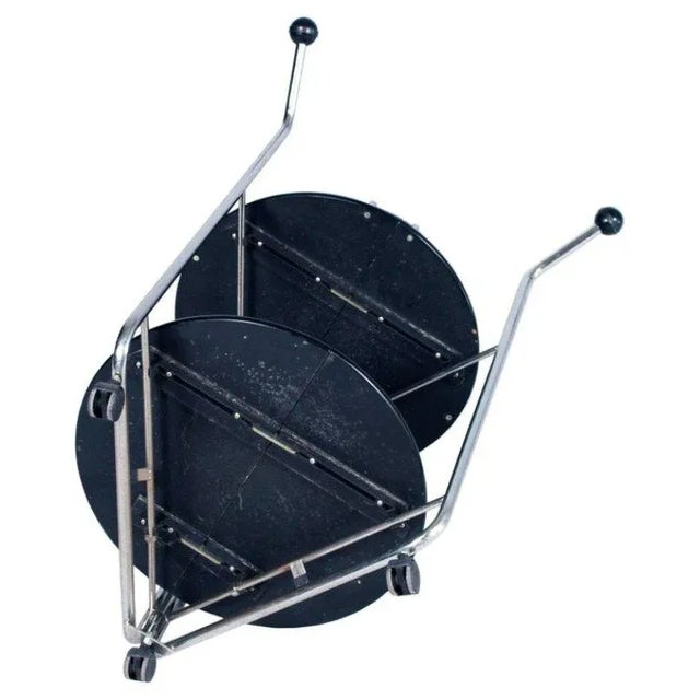 1990s Vintage Chromed-Steel & Lacquered Wood Bar Trolley, 1990s For Sale - Image 5 of 6