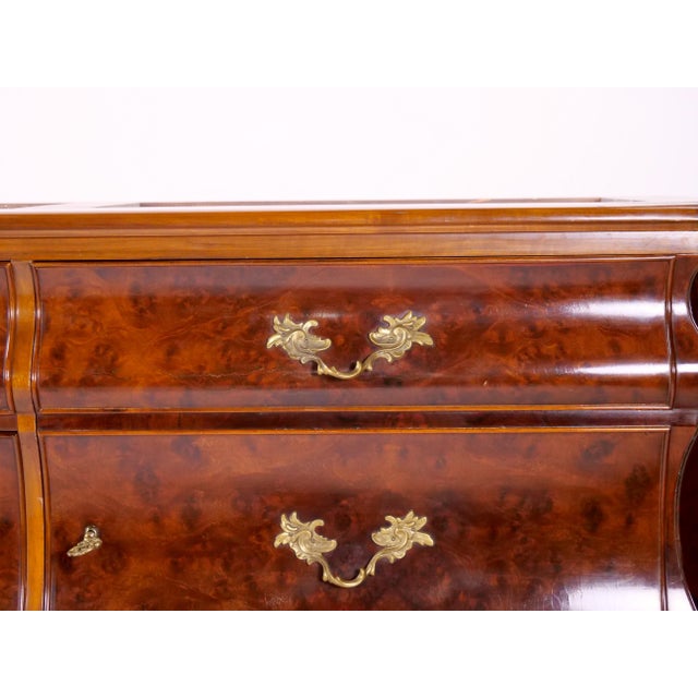 Exceptional & Large Two Part Dutch Baroque Walnut Vitrine / China Cabinet For Sale - Image 10 of 14