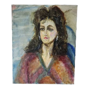 Portrait Woman With Earrings 1991 Oil Painting by Rosemary Rabut