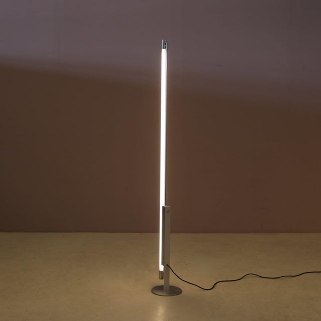 Metal Trapez Chrome Floor Lamp with White Tube by Erwin Egli for Ribag, Switzerland, 1990s For Sale - Image 7 of 12