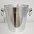 Mid-Century Modern Mid-Century French René Brun Champagne Aluminum Ice Bucket – Brushed Silver Metal With Blue Label & Ring Handles For Sale - Image 3 of 6