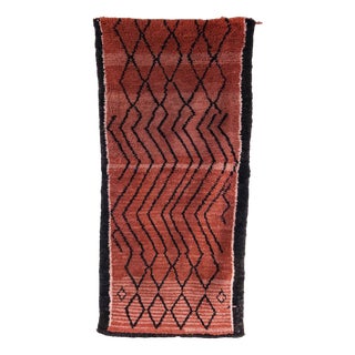 Vintage Berber Azilal Red Washed Diamond Pattern Graphic Rug For Sale